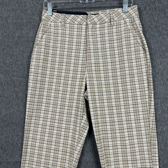 Volcom Womens Chino Pants Size 28 Tan Plaid High Waist Trousers Casual - Picture 2 of 16